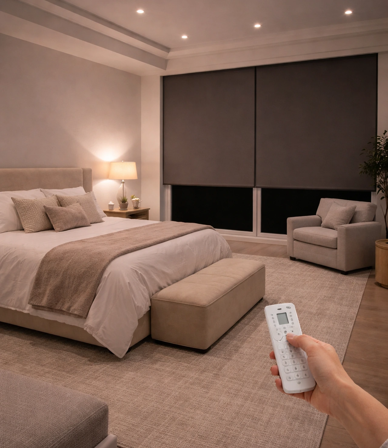 Blackout Motorized Shades Bedroom Privacy Control