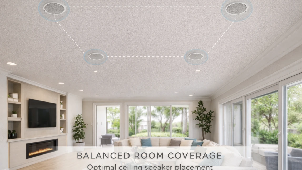 Ceiling Speaker Placement For Balanced Room Coverage