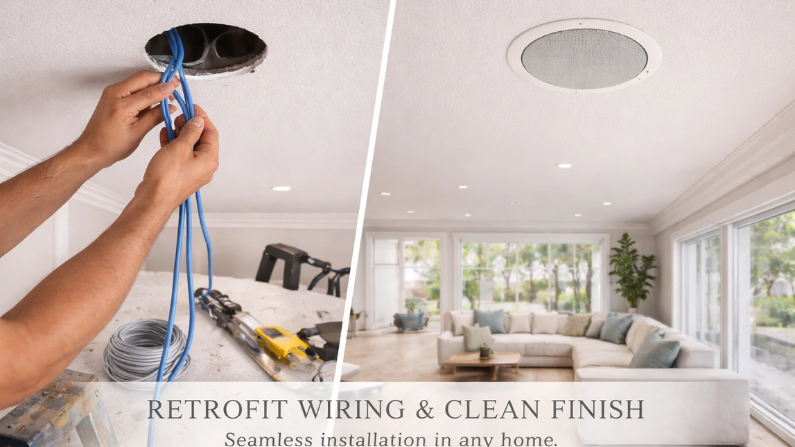 Ceiling Speaker Retrofit Wiring And Clean Finish