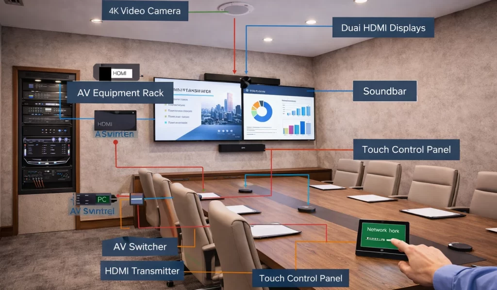 Conference Room Av Installation Components And Signal Flow