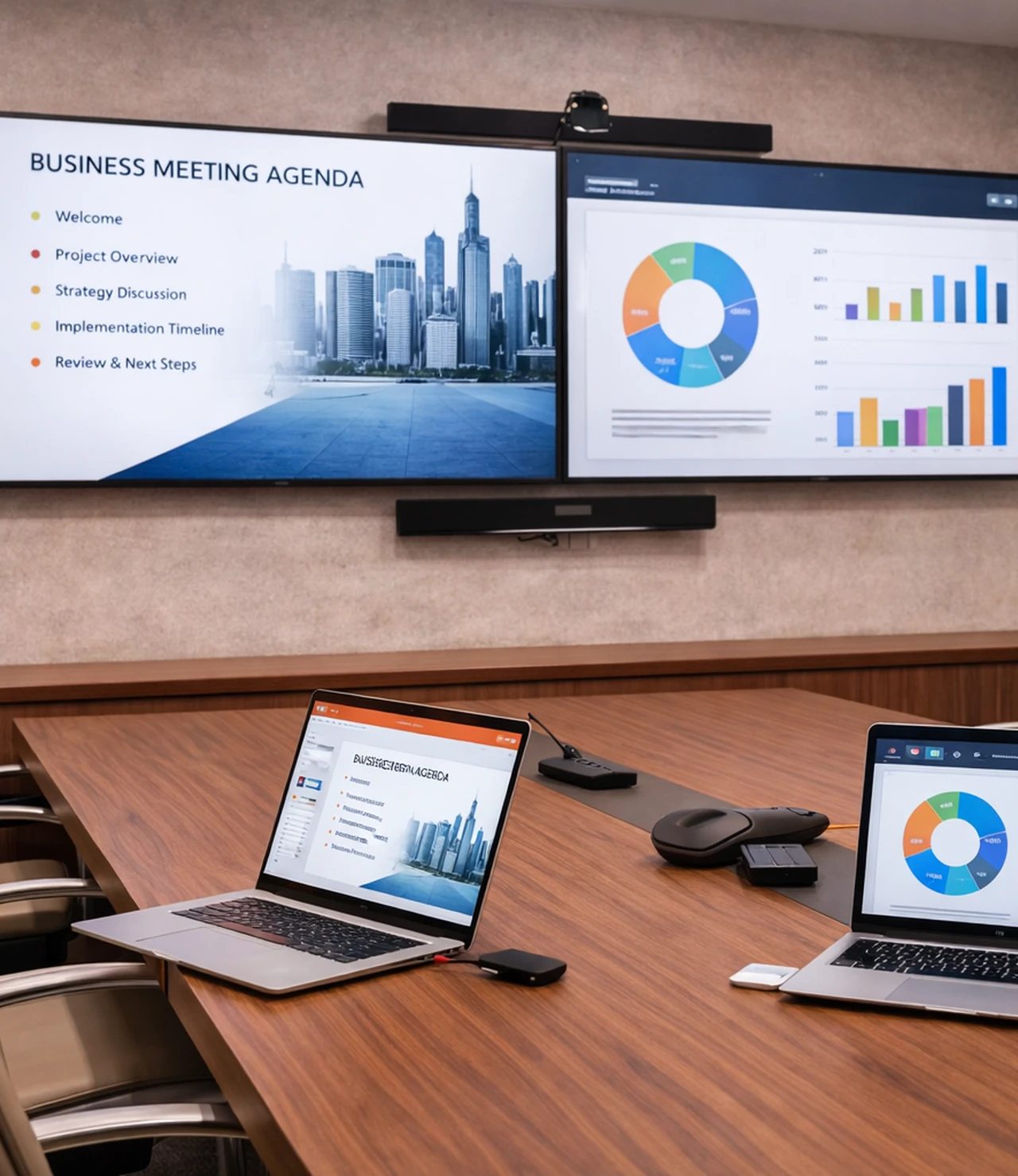 Conference Room Wireless Presentation Dual Display Content Sharing