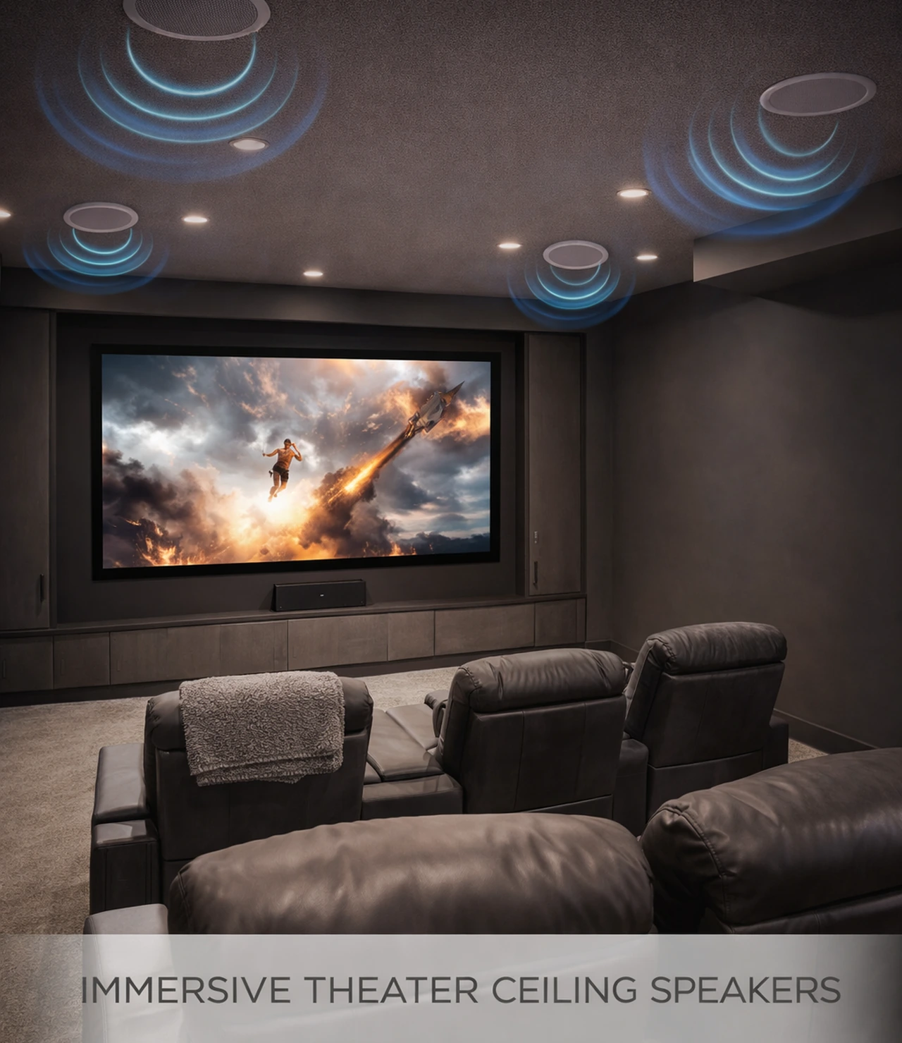 Immersive Theater Ceiling Speakers With Overhead Effects