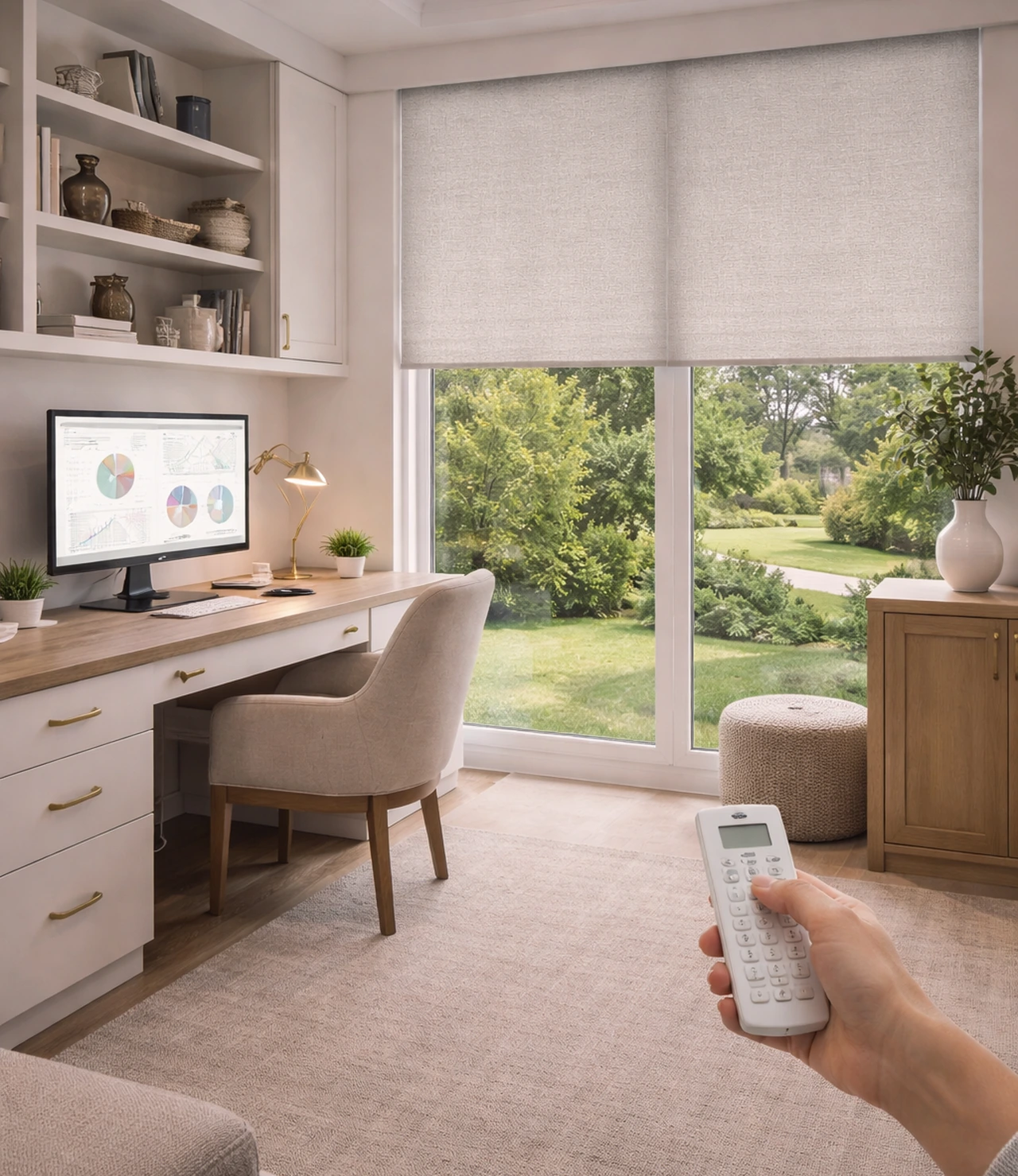 Motorized Shades Home Office Screen Glare Control