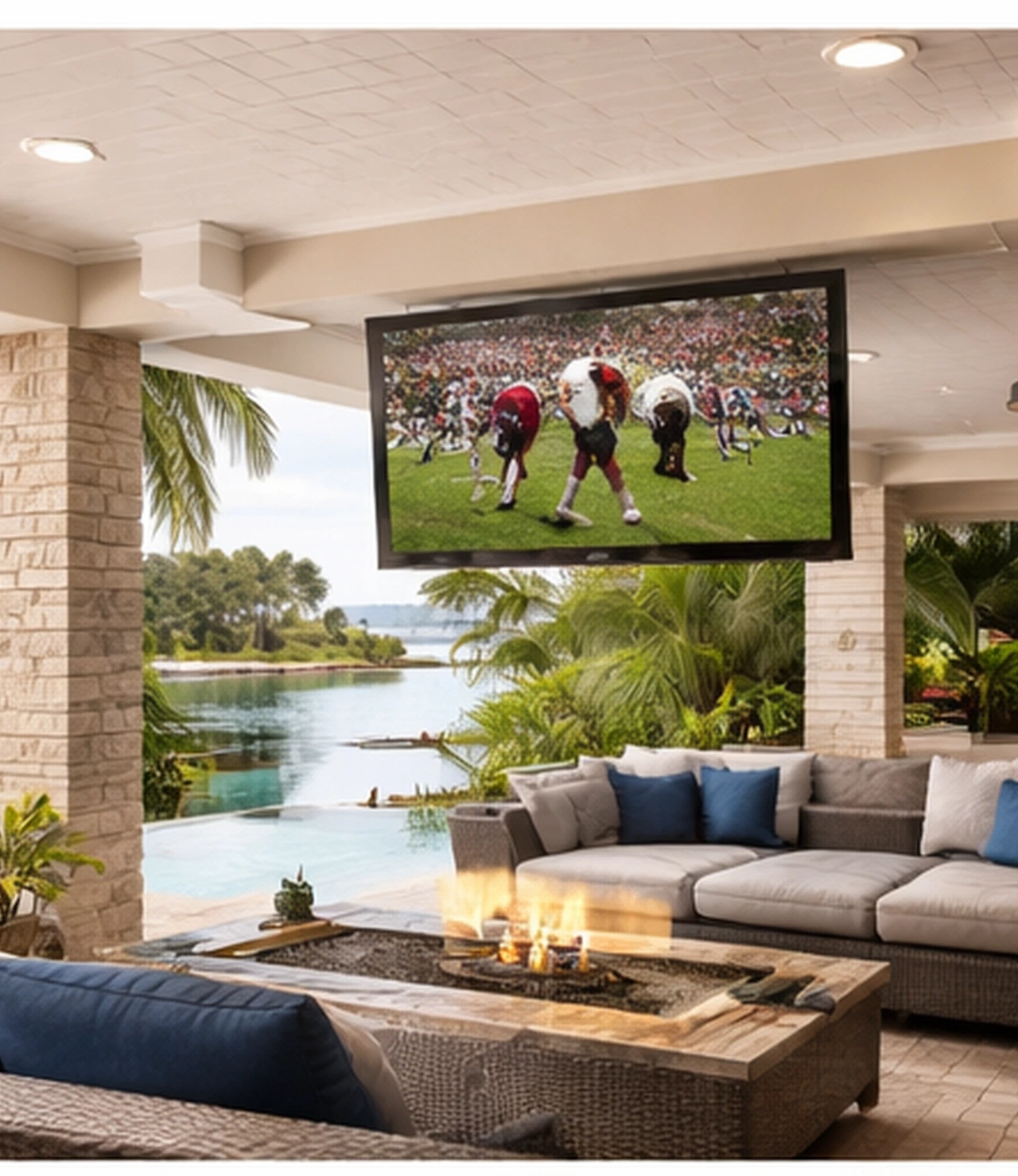 Outdoor Tv With Outdoor Speakers And Entertainment Zone Outdoor Tv With Outdoor Speakers And Entertainment Zone