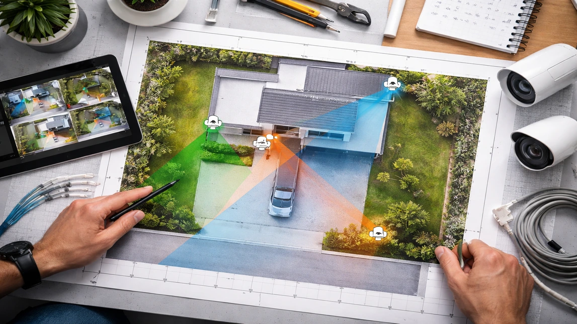 Security Camera Coverage Design Front Entry Driveway Plan