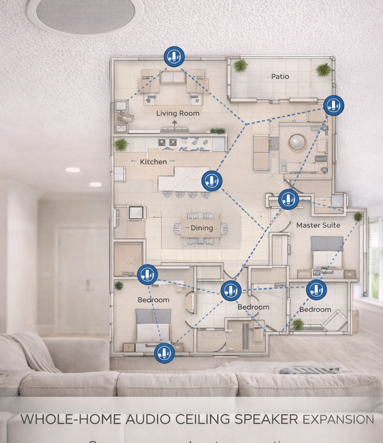 Whole Home Audio Ceiling Speaker Expansion Plan