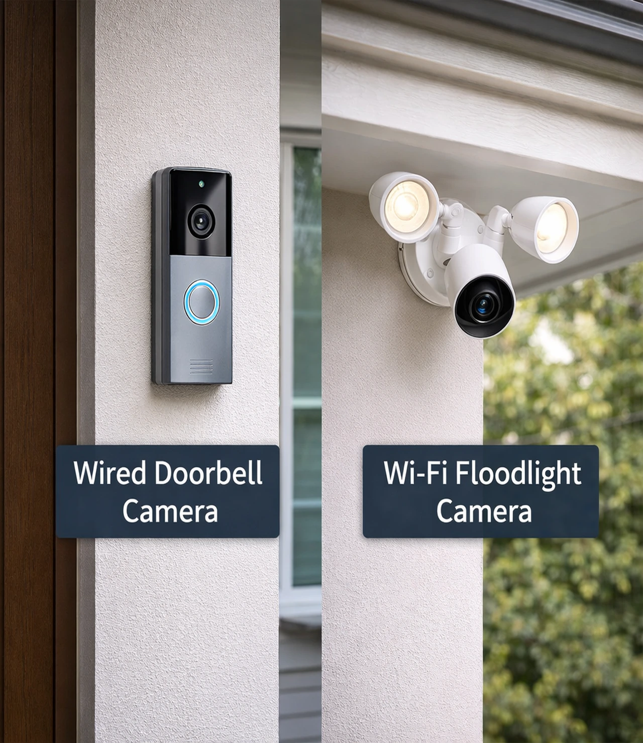Wired Wifi Doorbell And Floodlight Camera Options
